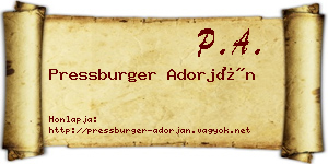 Pressburger Adorján névjegykártya